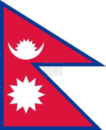 Téléchargez les illustrations : Haut drapeau détaillé du Népal. Drapeau national du Népal. L'Asie. Illustration 3D. - en licence libre de droit