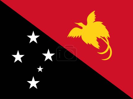 Ilustración de Alta bandera detallada de Papúa Nueva Guinea. Bandera nacional de Papúa Nueva Guinea. Oceanía. Ilustración 3D. - Imagen libre de derechos