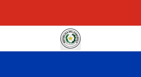 Ilustración de Alta bandera detallada de Paraguay. Bandera Nacional Paraguay. Sudamérica. Ilustración 3D. - Imagen libre de derechos