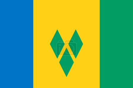 Illustration for High detailed flag of Saint Vincent and the Grenadines. National Saint Vincent and the Grenadines flag. North America. 3D illustration. - Royalty Free Image