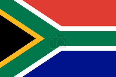 Alta bandera detallada de Sudáfrica. Bandera nacional de Sudáfrica. ¡África! Ilustración 3D.