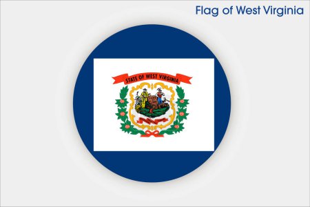 Illustration for High detailed flag of West Virginia. West Virginia state flag, National West Virginia flag. Flag of state West Virginia. USA. America. - Royalty Free Image