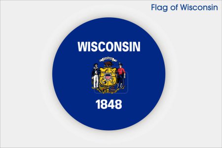 Illustration for High detailed flag of Wisconsin. Wisconsin state flag, National Wisconsin flag. Flag of state Wisconsin. USA. America. - Royalty Free Image