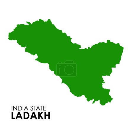 Téléchargez les illustrations : Ladakh carte de l'État indien. Illustration vectorielle de carte du Ladakh. Carte vectorielle Ladakh sur fond blanc. - en licence libre de droit