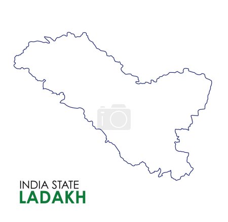 Téléchargez les illustrations : Ladakh carte de l'État indien. Illustration vectorielle de carte du Ladakh. Carte vectorielle Ladakh sur fond blanc. - en licence libre de droit