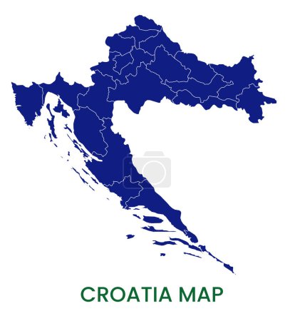 High detailed map of Croatia. Outline map of Croatia. Europe