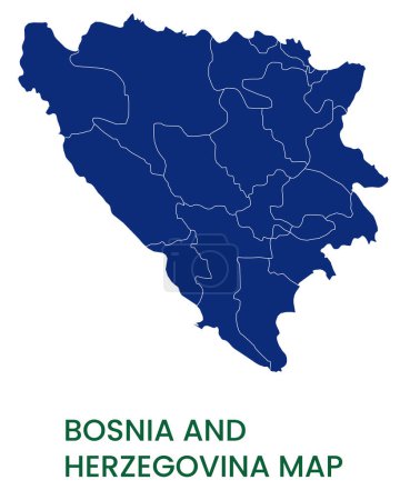 High detailed map of Bosnia and Herzegovina. Outline map of Bosnia and Herzegovina. Europe