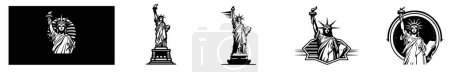 Téléchargez les illustrations : Logo de la fête de l'indépendance des États-Unis ou des États-Unis d'Amérique pour le 4 juillet avec Statue de la Liberté, Illustration vectorielle. - en licence libre de droit