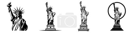 Téléchargez les illustrations : Logo de la fête de l'indépendance des États-Unis ou des États-Unis d'Amérique pour le 4 juillet avec Statue de la Liberté, Illustration vectorielle. - en licence libre de droit