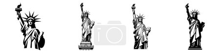 Illustration for USA or the United States of America Independence Day logo for the 4th of July with Statue of Liberty, Vector Illustration. - Royalty Free Image