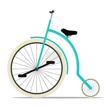 Téléchargez les illustrations : Illustration vectorielle de la vue latérale de la grande roue avant et d'une petite roue vélo rétro - en licence libre de droit