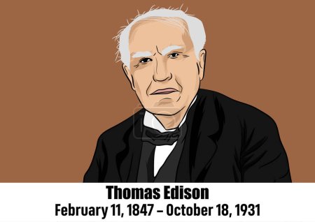 Illustration for Vector illustration of American inventor and entrepreneur Thomas Alva Edison, 1847 - 1931 - Royalty Free Image