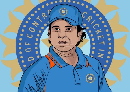 Illustration for Vector illustration of Sachin Tendulkar Indian cricketer - Royalty Free Image