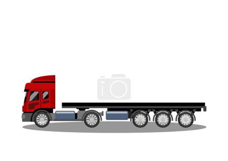 Ilustración de Ilustración vectorial de camión remolque de cama plana sobre fondo blanco. - Imagen libre de derechos