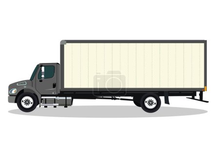 Téléchargez les illustrations : Illustration vectorielle de la vue latérale du véhicule utilitaire léger gris et blanc. - en licence libre de droit