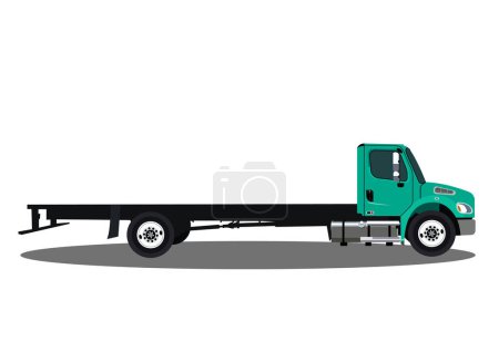 Téléchargez les illustrations : Illustration vectorielle de camion remorque à plat sur fond blanc. - en licence libre de droit