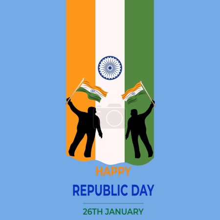 Téléchargez les illustrations : 26 janvier Happy Republic Day of India Illustration vectorielle - en licence libre de droit