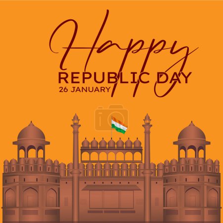 Téléchargez les illustrations : India Republic Day poster design vectoriel - en licence libre de droit