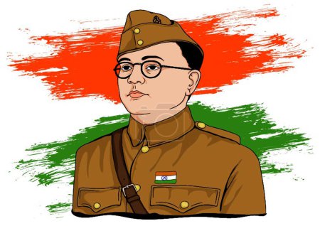 Téléchargez les illustrations : Illustration vectorielle de Netaji Subhash Chandra Bose - en licence libre de droit