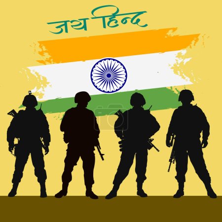 Illustration for Vector Illustration of Indian Army with Flag for Happy Republic Day of India, independence, india - Royalty Free Image