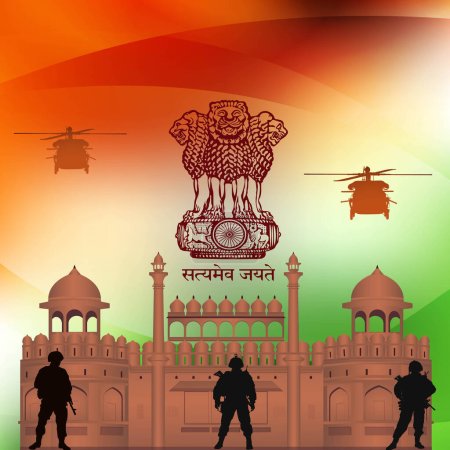 Illustration for Vector illustration of Indian Army Day. January 15th. Indian defense day Celebration concept. Template for background, banner, card, poster. - Royalty Free Image