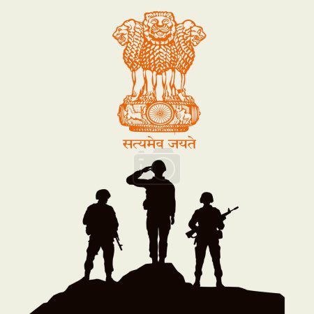Illustration for Indian Army Day Wishing Greetings. Illustration of Army Man. Indian Army Day - Royalty Free Image