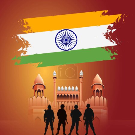 Illustration for Indian army day 15 january celebration vector design - Royalty Free Image