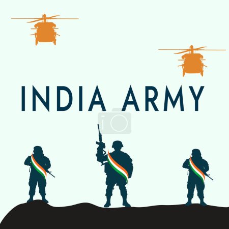 Illustration for Vector Illustration Indian Army Day Soldiers - Royalty Free Image
