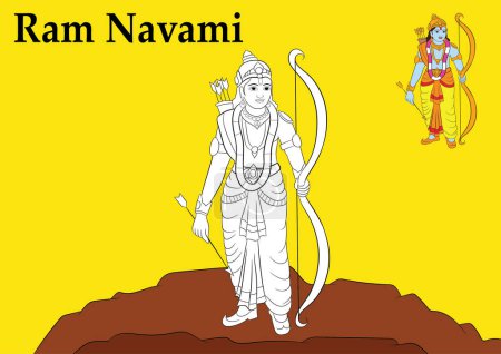 Illustration for Happy Ram Navami Vector Illustration Of Lord Rama - Royalty Free Image