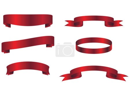 Téléchargez les illustrations : Collection de rubans - Avec rubans rouges - vecteur. Ensemble de bannière de ruban - en licence libre de droit