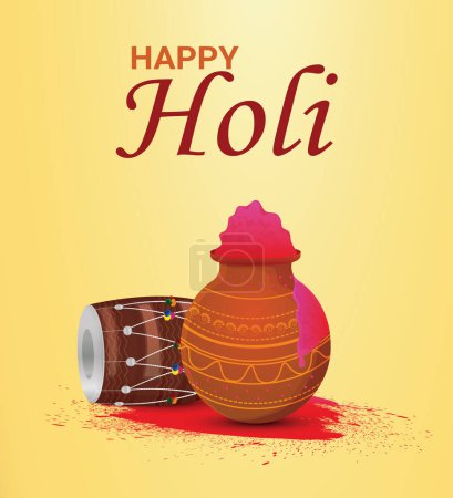 Illustration for Colorful Happy Holi Background for Festival of Colors celebration - Royalty Free Image