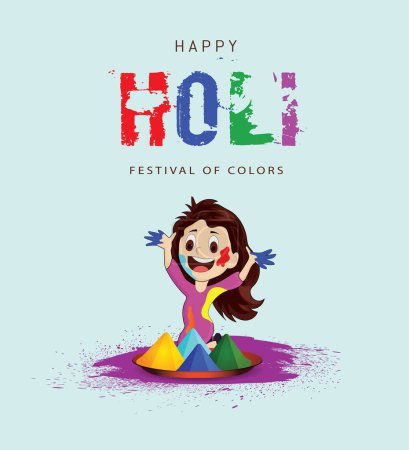 Illustration for Colorful Happy Holi Background for Festival of Colors celebration - Royalty Free Image