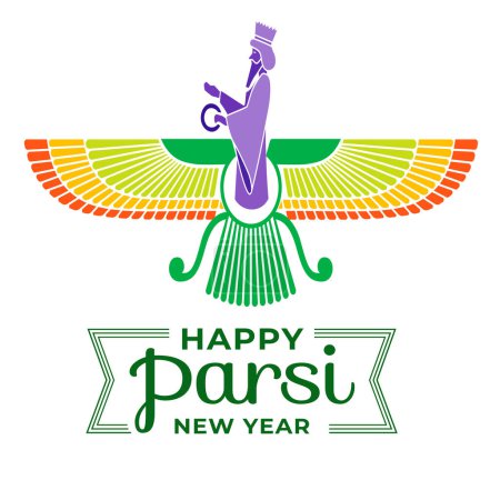 Téléchargez les illustrations : Zoroastrisme Vacances Happy Jamshedi Navroz Festival traditionnel Fond de Parsi Illustration vectorielle - en licence libre de droit