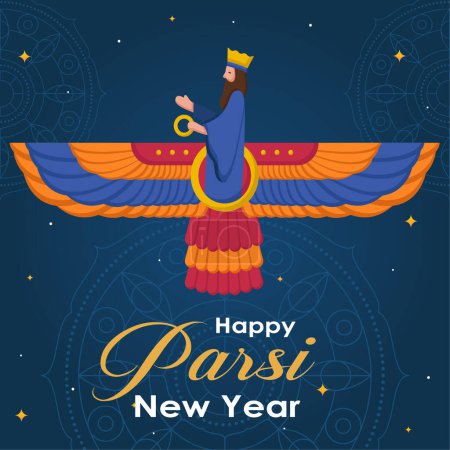 Illustration for Zoroastrianism Holiday Happy Jamshedi Navroz Traditional Festival Background of Parsi Vector Illustration - Royalty Free Image