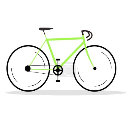 Flat vector illustration of side view of mountain or jump bicycle used by sportsperson.