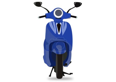 Illustration for Vector illustration of front view of stylish blue color electric scooter - Royalty Free Image