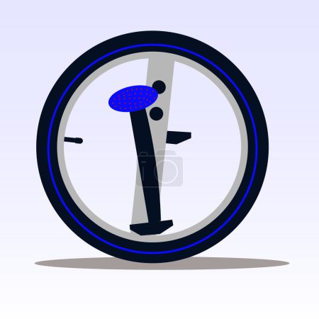 Illustration for Vector illustration of side view of height adjustable unicycle or one wheel bicycle. - Royalty Free Image