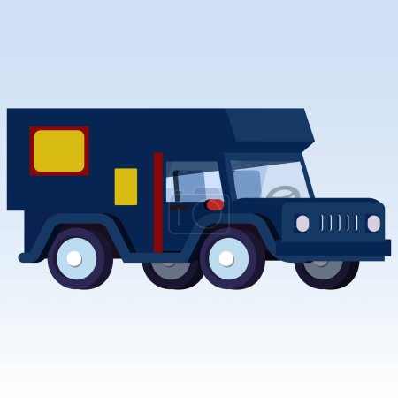 Illustration for Flat illustration of blue jeep - Royalty Free Image