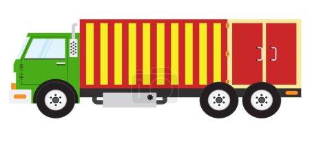 Illustration for Flat illustration of long cargo truck - Royalty Free Image