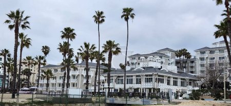 Téléchargez les photos : Venice Beach, Californie, photographie de palmiers, journée ensoleillée, architecture en bord de mer - en image libre de droit