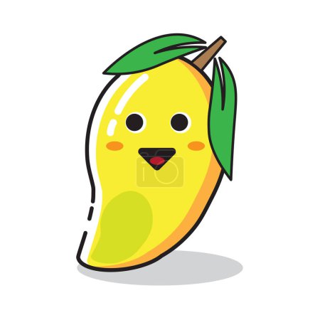 Téléchargez les illustrations : Illustration vectorielle de style dessin animé personnage de mangue. Mascotte de mangue. - en licence libre de droit