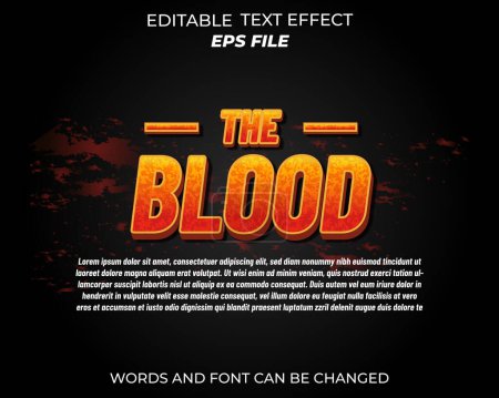 Illustration for Blood text effect, font editable, typography, 3d text for movie title - Royalty Free Image
