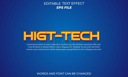 Illustration for Higt tech text effect, font editable, typography, 3d text - Royalty Free Image