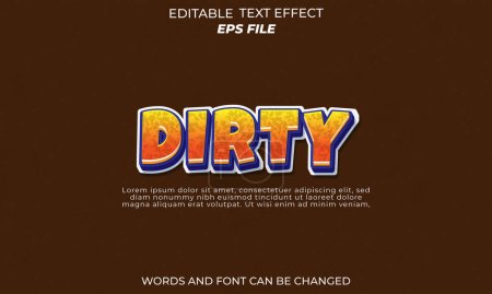 Illustration for Dirty text effect, font editable, typography, 3d text - Royalty Free Image