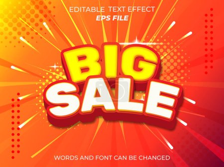Illustration for Big sale text effect, font editable, typography, 3d text. vector template - Royalty Free Image