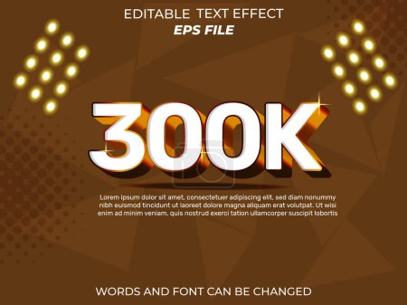 Illustration for 300k text effect, font editable, typography, 3d text. vector template - Royalty Free Image