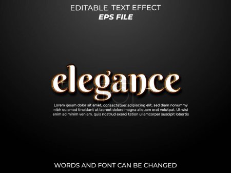 Illustration for Elegance text effect, font editable, typography, 3d text - Royalty Free Image
