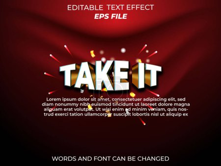 Ilustración de Tómelo efecto de texto, fuente editable, tipografía, texto 3d. plantilla de vector - Imagen libre de derechos