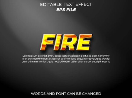 Illustration for Fire text effect, font editable, typography, 3d text. vector template - Royalty Free Image