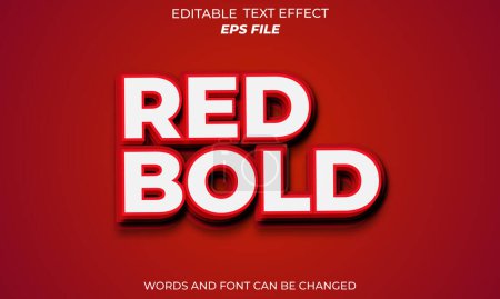 Illustration for Red bold editable text effect 3d font style. vector template - Royalty Free Image